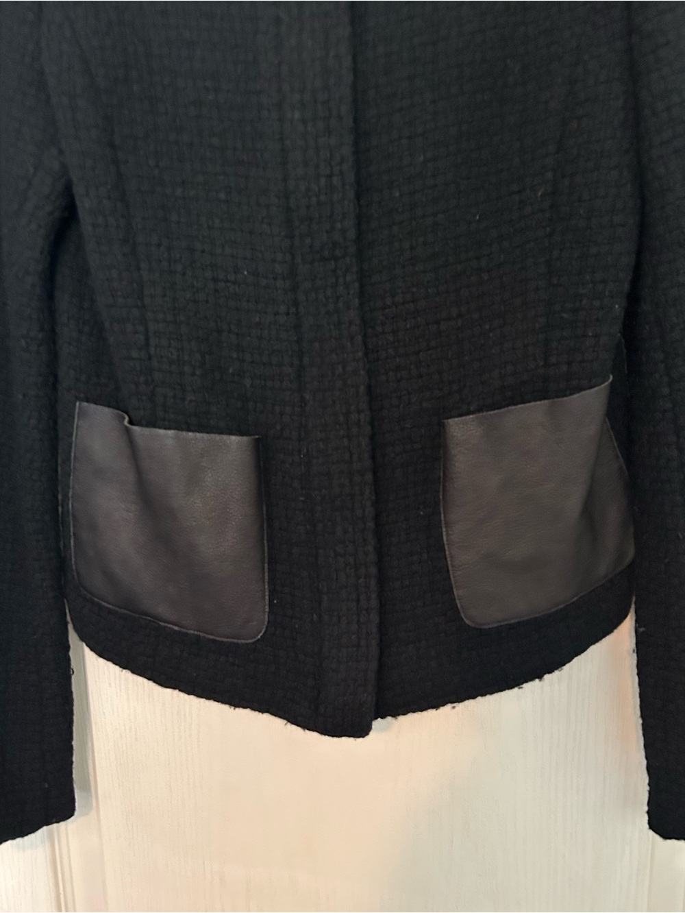 Vince Women's Tweed Jacket with Faux Leather Pockets - Picture 3 of 8